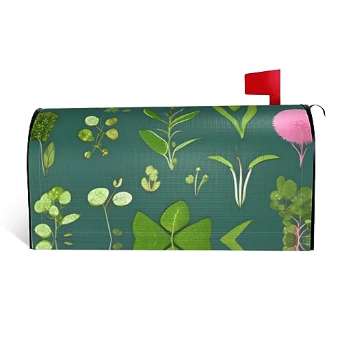 Fiori e piante Si tratta di una copertura per cassetta postale in tessuto impermeabile con una stampa su un lato e un'apertura curva su un lato.