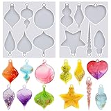 2 Pcs Christmas Pendant Silicone Molds, Christmas Epoxy Resin Molds, Xmas Ornament Resin Mold for DIY Art Craft, Jewelry Accessories, Xmas Pendant Decorations