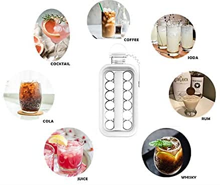 Littlestar Ice Cube Trays 2 In 1 Portable Ice Ball Maker Kettle With 17 Grids Flat Body Lid Cooling Ice Pop/Cube Molds For Hockey,Cocktail,Coffee,Whiskey,Champagne,Beer,Juice,Water (Gray) #TOP6