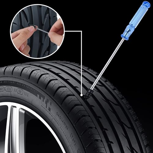 Foto de Airmoto Tornillos de reparación de neumáticos, 10 clavos de reparación de neumáticos sellados de goma, tapones de neumáticos para automóvil, motocicleta, bicicleta y más, kit de reparación de (imagen 11)