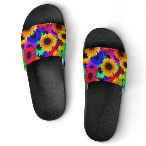 Claquettes femme fleur colorée et pantoufles de bain antidérapantes pour la maison