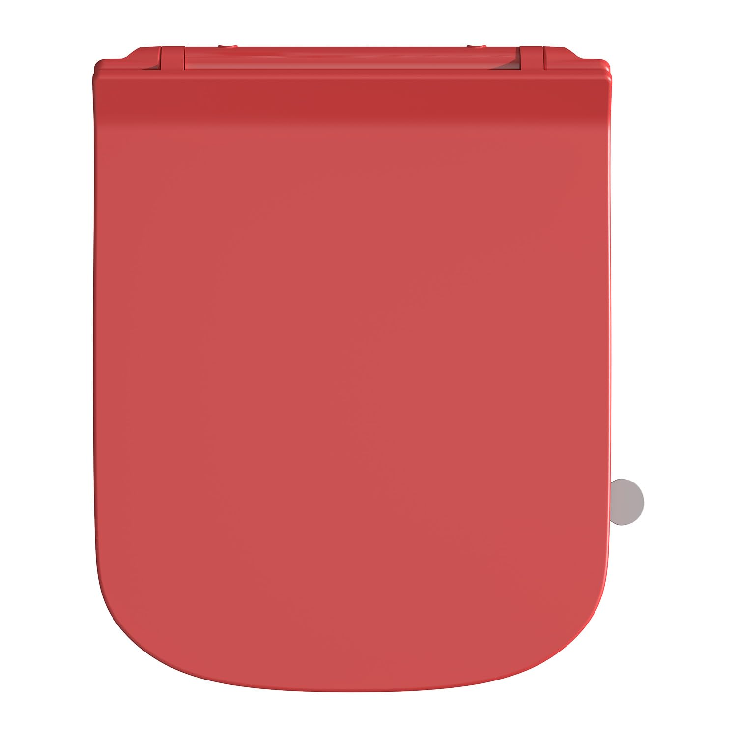 Tapa WC Forma Cuadrado Ultrafino [CORTO], Asiento de Inodoro Cuadrado con Cierre Suave y Liberación Rápida para una Fácil Limpieza, Rojo, 42,5 * 34,5 cm