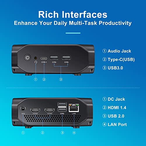 Wowe Mini Pc With Amd Excavator A9-9400 Up To 3.2Ghz, 8G Ddr4, 128G Ssd, Windows 10, Adeon R5 Series Supports 4K@30Hz Hd Dual Display,2* Hdmi 2.0,Dual Band Wifi, Gigabit Ethernet, Usb 3.1 #TOP5