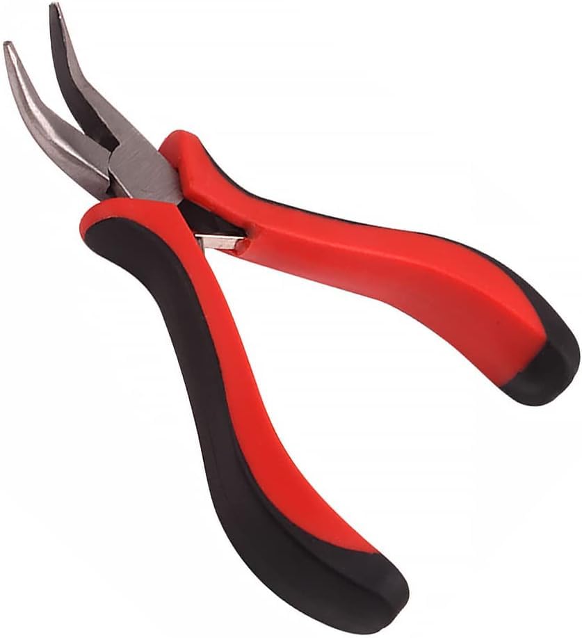 Mr.Gadget's Solutions Mini Bent Nose Plier, Professional Bent Chain Nose Pliers for Beading Jewelry Making, and Crafts