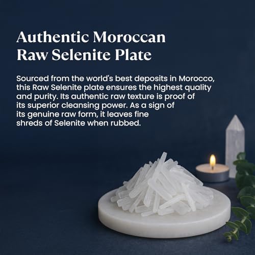 Image of Astrotalk Raw Moroccan Selenite Plate | for Charging & Energy Cleansing | Selenite Charging Plate for Recharging Bracelets & Enhancing Crystal Energy | Authentic Moroccan Crystal for Peace & Clarity