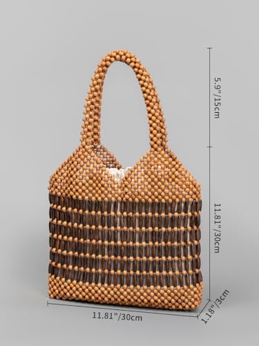 Bolso Pequeño tejido de cuentas de madera para mujer miniatura 4