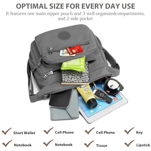 Image of Women Crossbody Bag Waterproof Nylon Multi-layer Crossbody Bag Casual Satchel Bag Shoulder Bag Messenger Bag Travel Bag Day Pack