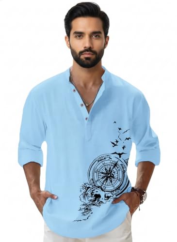 Image of Amazon Brand - INKAST Men's Cotton Blend Mandarin Collar Regular Fit Full Sleeve Casual Short Kurta