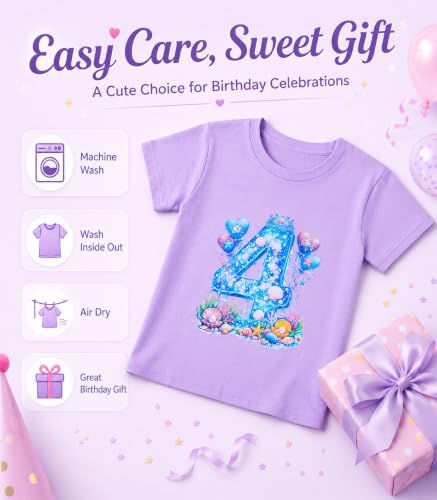 Image of Lovekider Girls Birthday T Shirts Cotton Short Sleeve T-Shirts Tee Party Clothing 3-6 Years