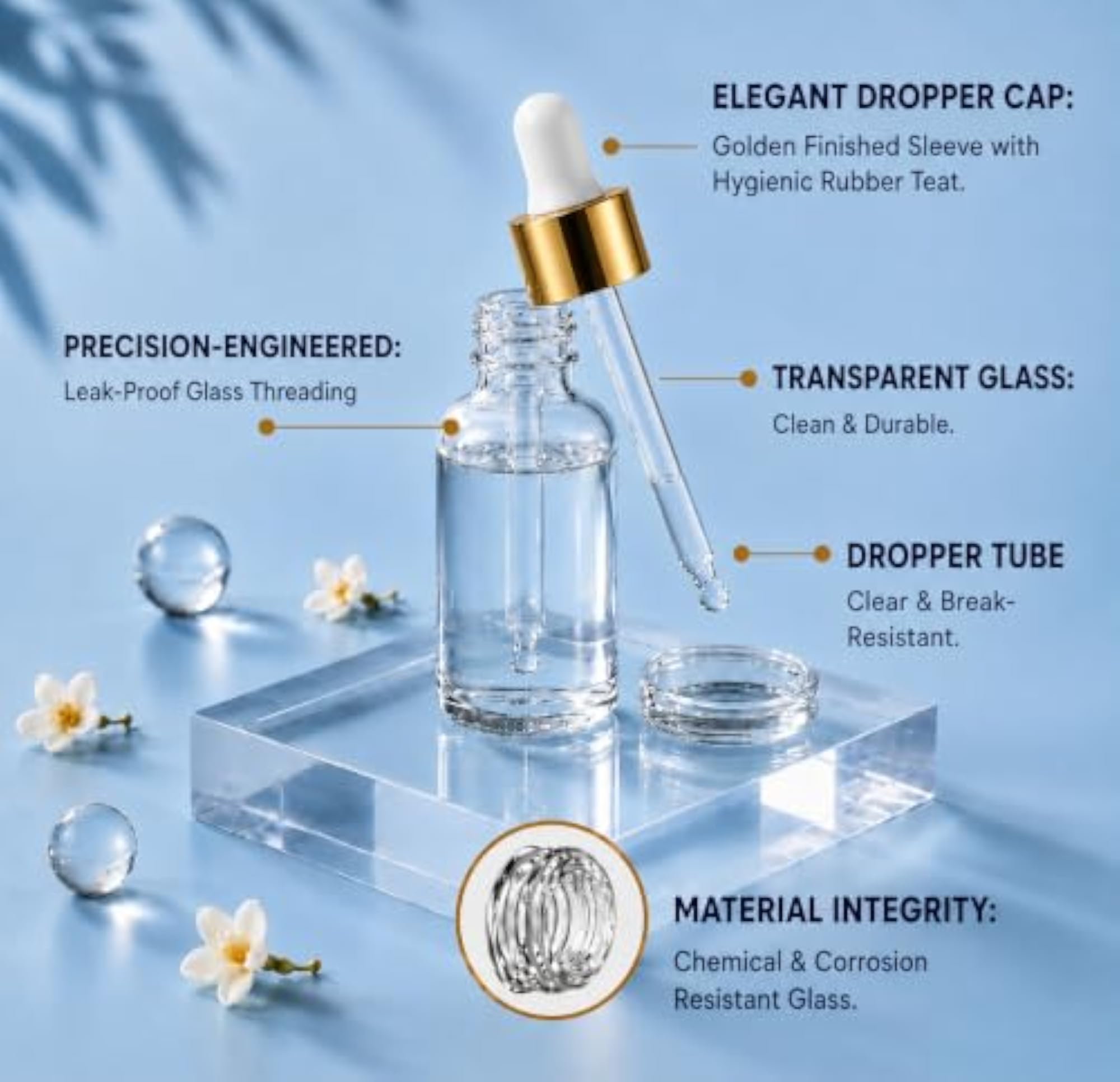 10ML Transparent Empty Glass Dropper Bottles