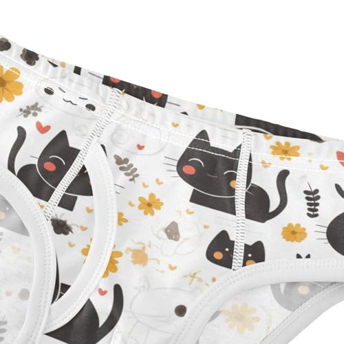 KLL Black Cat White Cute Cartoon Toddler Boys' Pure Cotton Briefs Cute Children Undies4