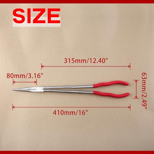 SPEEDWOX 16-Inch Long Reach 20-Degree Bent Long Nose Pliers Extra Long Needle Nose Pliers Curved Nose Pliers Angle Long Needle Nose Pliers Long Reach Pliers Long Reach Tool Angled Needle Nose Pliers - Image 4