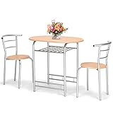 【Decoración elegante】 Esta moderna silla y mesa combina un acabado marrón liso con tubos de hierro y presenta un diseño elegante y llamativo que encajará de forma en la decoración de su hogar. Este conjunto seguramente será un punto culminante en su hogar.