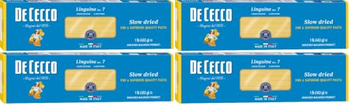 De Cecco Linguine No. 7 Pasta, Authentic, Slow Dried, Made with Durum Wheat, Versatile Pasta for Sauces &amp; Recipes, Made in Italy, 16 Oz (Pack of 4)