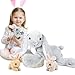 MorisMos Grau Kaninchen Hase Kuscheltier XXL, 60cm Riesen hase Plüschtier mit 3 Baby im Bauch, Groß Kaninchen XXL Stofftier Weich Spielzeug, Ostern Geburtstag Weihnachten Geschenk für Kinder