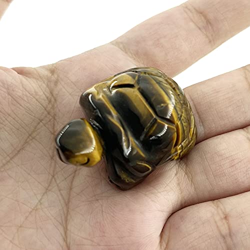 Clearain 1.5Inch Turtle Crystal Statue Sculpture Stone Healing Reiki Pocket Tortoise Gemstone Figurines For Gifts Home Decor (Tiger Eye) #TOP3