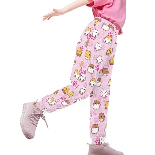 Joggers Pants for Girls Elastic Waisted Kids Running Athletic Sweatpants with Pockets Trousers 4-15T2