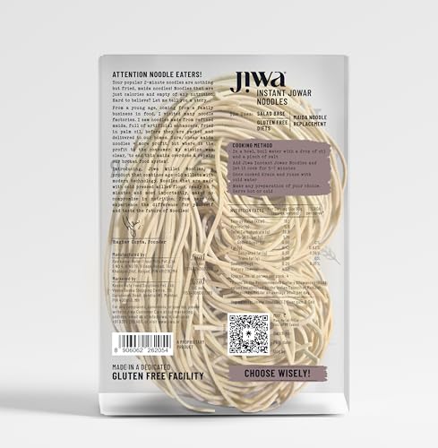 Image of Jiwa Instant Jowar Noodles | Hakka Noodles | Cooks in 7 Minutes | Ready to Cook | 100% Millet | No Maida, No Atta | Not Fried | Gluten Free | 200 G