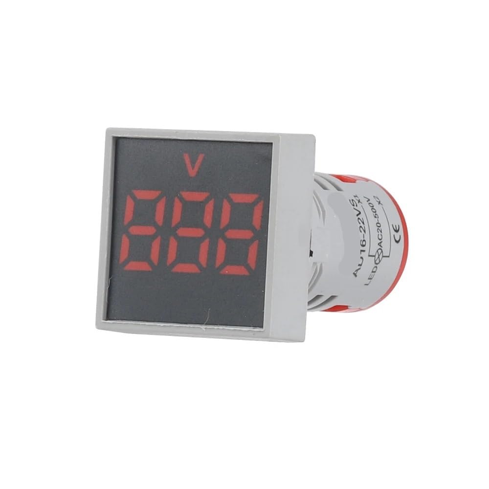 AUOQKQUT 1PC AD16-22VS Indicator Voltmeter 22MM AC 20-500V Square Panel LED RED AC20-500V 48 * 48MM