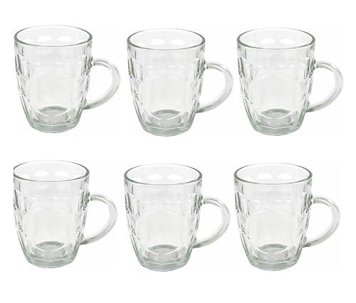 pcmoviles Pack de 6 Jarras de Cerveza Berlín 550 ml – Cristal Transparente, Estilo Clásico Alemán, Resistentes y Aptas para Lavavajillas