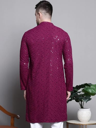 Image of Lucknow Chikan Men's White Pure Cotton Kurta Pajama Set, Full Booty