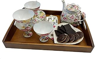efo Wooden Serving Tray - Stylish Decorative Tray - Great as Dinner Tray Breakfast Tray or Tea Tray - Serving Tray with Handles 16x12x2.25" | 40x30x6cm (Walnut Varnish)