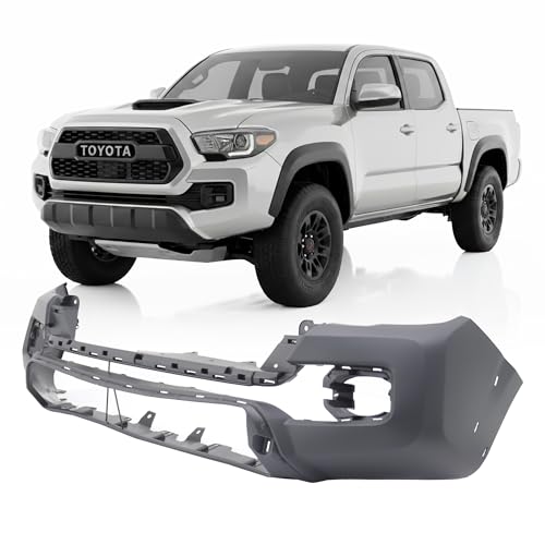 Image of FitParts Compatible with Toyota Tacoma 2016-2020 Front Bumper Cover | Primed, With Fog Light Holes, Ready to Paint, OEM 5211904907, TO1000414