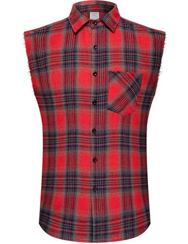 Men's Sleeveless Flannel Plaid Shirt - Light and Breathable, Retro, Suitable for Spring and Summer Casual Wear3