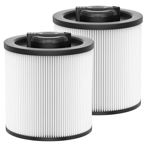 2 Pack DXVC6910 Cartridge Filter Replacement for DEWALT 6-16 Gallon Wet/Dry Vac for DeWalt Vacuum Cleaner DXV06P DXV09P DXV09PA DXV10P DXV10PL DXV10S DXV12P DXV14P DXV16P White