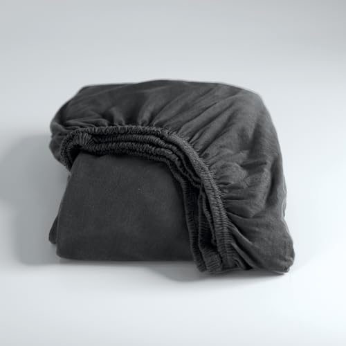 Drap-housse en jersey anthracite 140x210 extensible sans pli en coton - 3