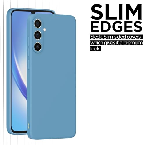 Image of Outlouders Back Cover for Samsung Galaxy A34 5G | Camera Protection | Durable Soft Matte Silicone Bumper Case (Aqua Blue)