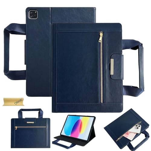 Étui en cuir iPad Air 5e génération finition business chic bleu foncé