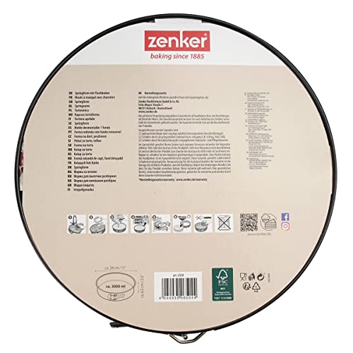 Zenker Springform Ø 28 cm, Backform mit Antihaftbeschichtung, runde Kuchenform mit Flachboden (Farbe: schwarz), Menge: 1 Stück