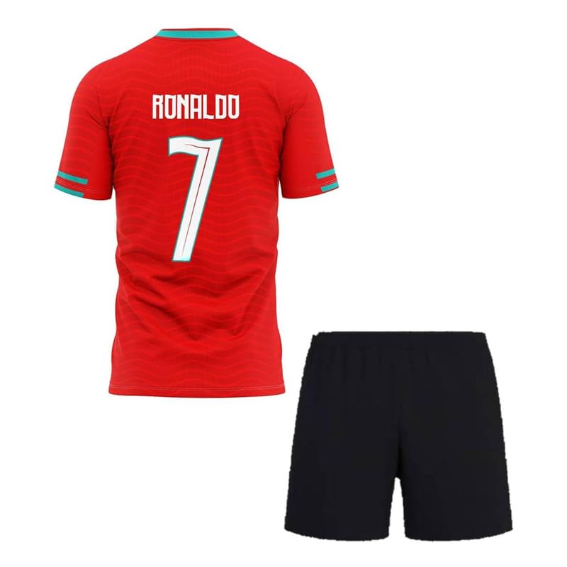 Image of Portugal Jersey Ronaldo 7 Jersey with Shorts for (Kids,Boys,Men)