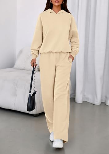 Image of PRETTYGARDEN Womens Sweatsuits 2 Piece Set 2026 Casual Winter Long Sleeve Hoodie Loose Wide Leg Sweatpants Fall Tracksuit
