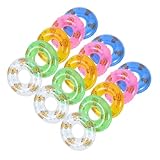 COHEALI 15個 インフレータブル水泳リング 漫画の印刷ミニプールサークル スイミングプールリングのおもちゃ ミニハウス小道具 ミニインフレータブルリング 浮き輪遊具 塩ビ