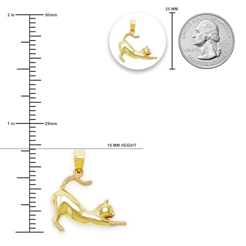 Gold Cat in Heart Charm - 10 Karat Solid Gold - Animal Pendant3