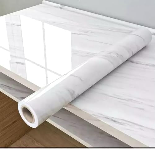 Papel de Parede Adesivo PVC, Estampa Mármore Branco, 5M x 60CM, I...