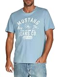 MUSTANG Męski t-shirt z nadrukiem z przodu, okrągły dekolt, krótki rękaw, regularny, 100% bawełna, czarny, biały, szary, niebieski, zielony, 4 szt., Miks kolorów (P21), 5XL