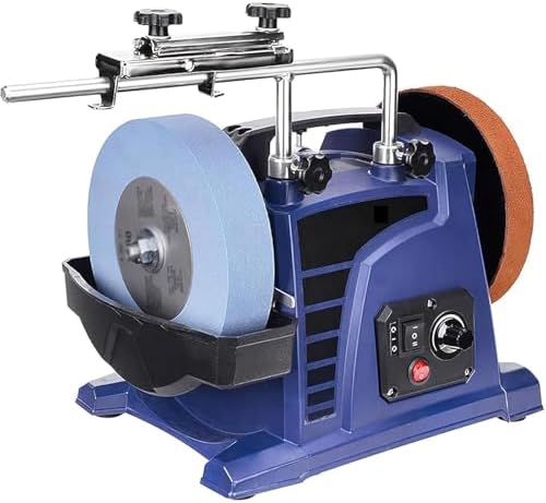 Wet Electric Knife Sharpener, Electric Water Cooled Knife Sharpening Machine with Grinding Wheel and Angle Ruler, for a Variety of Knives (8inch)