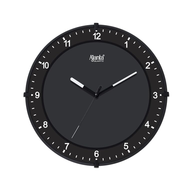 Image of Ajanta 11 Inch Designer Wall Clock Black Silent Sweep Analog Clock
