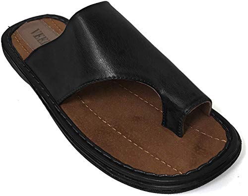 G4U-Veeko FLM-5 Men's Sandals Thong Comfortable Toe Slide Casual Flip Flops Slip On Slippers (10 D(M) US, Black-M5)
