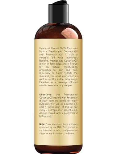 Handcraft Blends Sweet Almond Oil with Rosemary Oil - 8 Fl Oz - 100% Pure and Natural - Premium Grade Carrier Oil for Skin and Hair - Hair and Body - Massage - Thumbnail 2
