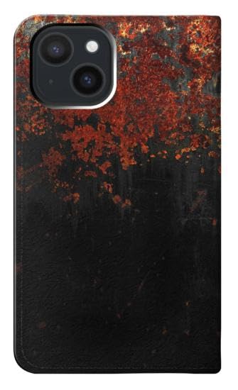 Étui flip cuir pour iPhone 15 antichoc texture métal rouillé - 2