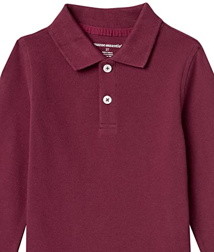 Amazon Essentials Boys' Uniform Long-Sleeve Pique Polo Shirt, Pack Of 5, Burgundy, Small #TOP1
