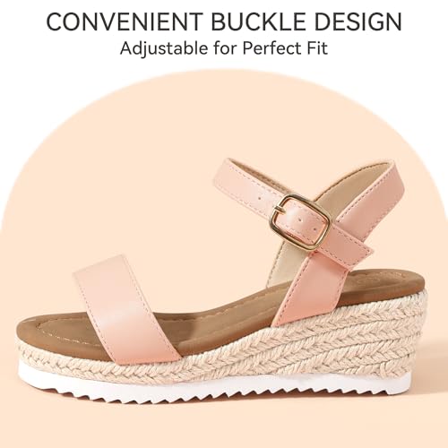 Image of PANDNAINJIA Girls Sandals Wedge Platform Heels Dress Shoes | Little Big Kids Heel Espadrille Lightweight Open Toe Summer Flower Girl Wedding Party Shoes