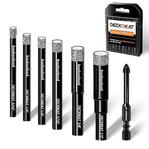DECKRKAT 7-Piece Dry Diamond Drill Bits & Carbide Tile Drill Bit Set for...