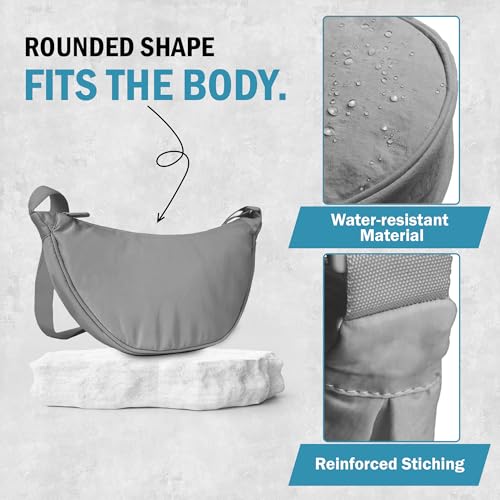 Image of Crossbody Bags for Women & Men | Stylish Sling Bags | Side Bag for Woman | Half Moon Crossbody | Chest Bag | Waist Bag for Woman | Sling Bag for Casual & Travel - Light Grey