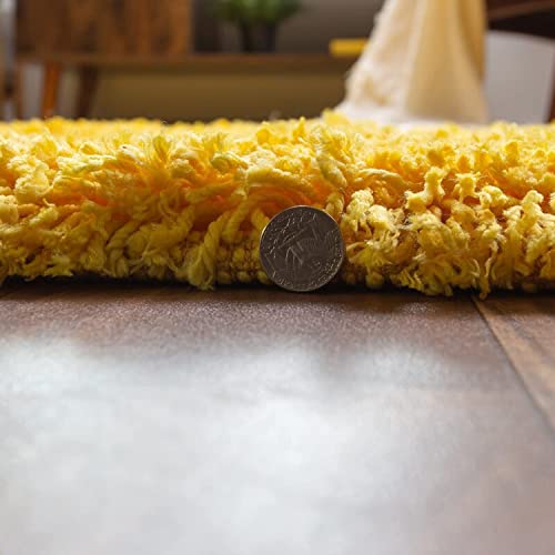 Image of Urban Modern Decor Featuring Soft Shaggy Carpet & Rug for Your Bedroom and Livingroom [Size- 2x5 feet & Color-Yellow].