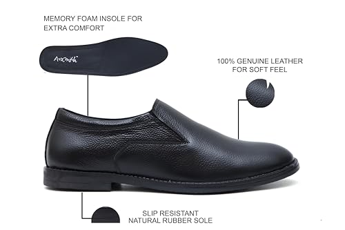 Image of ARAMISH Men's Genuine Leather Moccasin Slip On Formal Shoes